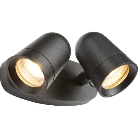 Neso IP54 GU10 Twin Security Spotlights - Black