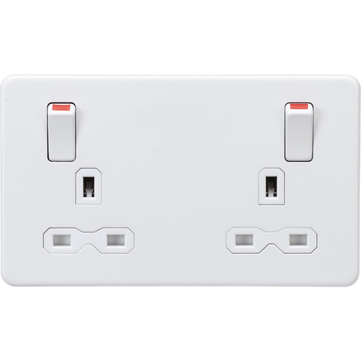 13A Double Socket DP Switched - Matt White