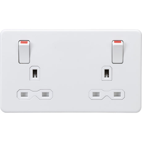 13A Double Socket DP Switched - Matt White