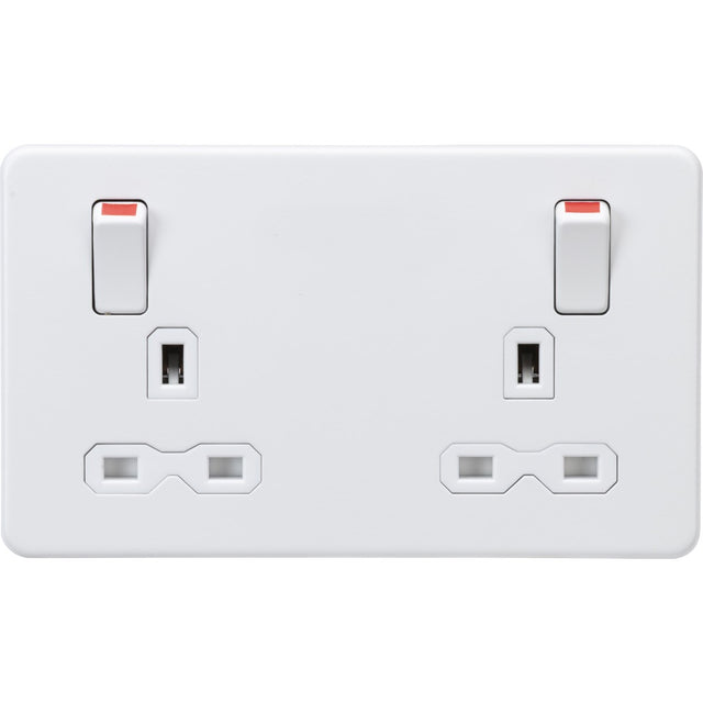 13A Double Socket DP Switched - Matt White