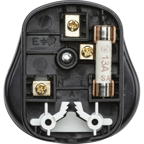 13A Rough Use Plug Top (Quick fix cord grip) - Black