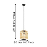 Prolbane Wooden Pendant Light 21cm - Black