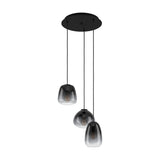 Prolbette Smoked Glass 3 Light Pendant - Black