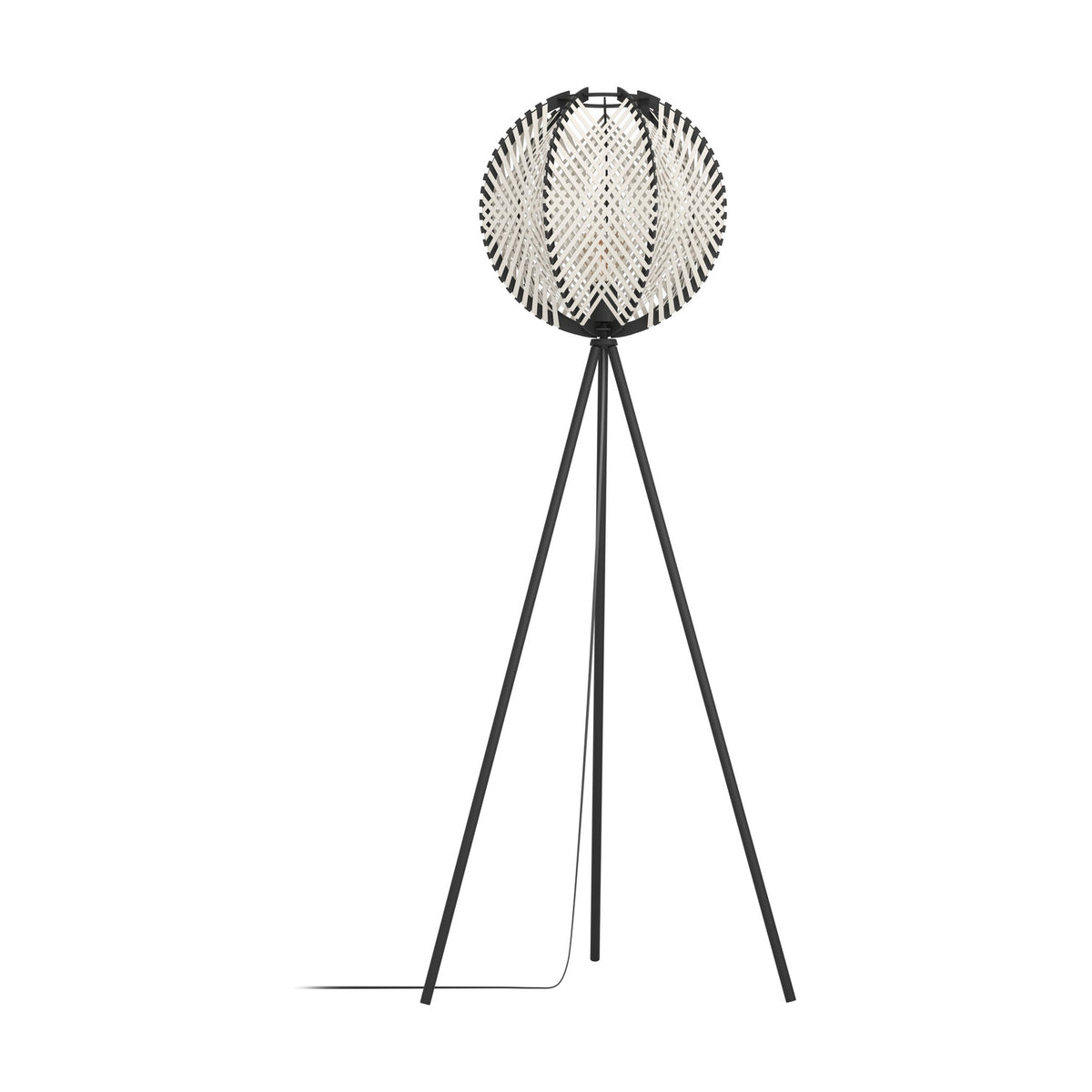 Prosena Floor Lamp - Black, Wood & White