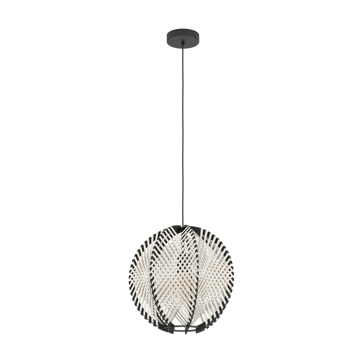 Prosena Wooden Pendant Light 40cm - Black, Wood & White