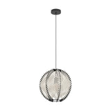 Prosena Wooden Pendant Light 40cm - Black, Wood & White