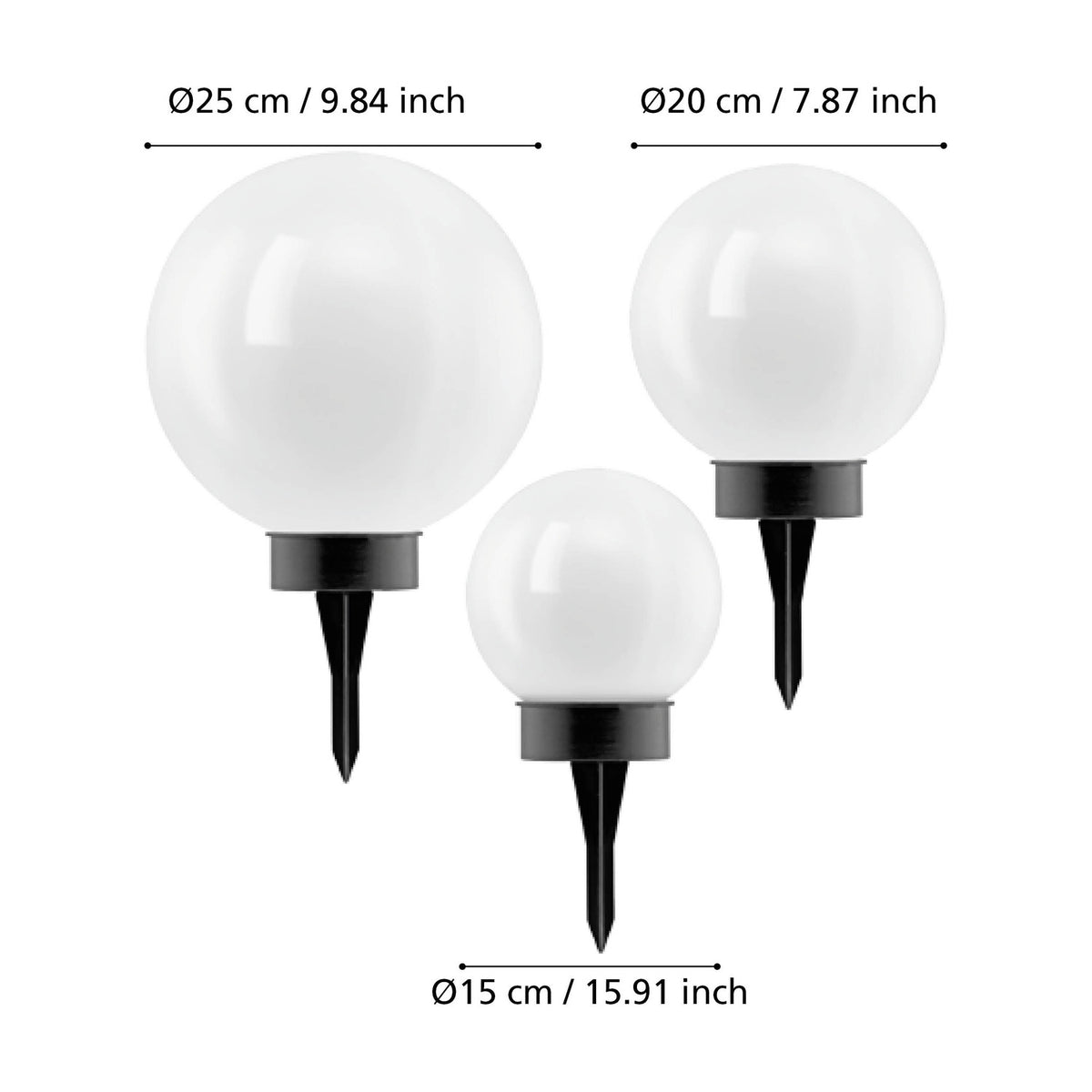 Puglia Solar Ball Spike Lights - Set of 3