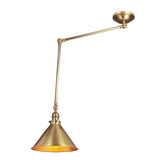 The Provence 1 Light Wall Light/Pendant in aged brass features a conical shade and extendable arm, adding a touch of vintage flair to your space. Its sleek modern design and polished metallic finish enhance its sophisticated appearance.