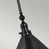 Close-up view of the Provence 1 Light Wall Light/Pendant, featuring a sleek, modern metallic design finished in old bronze. This fixture showcases a simple, angular structure with adjustable knuckle joints along its rod and a decorative joint at the top, subtly hinting at vintage French design elegance.