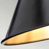 Close-up of the Provence 1 Light Wall Light in Old Bronze, featuring a black lampshade with a warm golden interior. Reminiscent of vintage wall lighting, it highlights the smooth texture and adjustable illumination, casting a gentle glow. The neutral background accentuates its sleek modern design with subtle hints of Old Bronze finish.