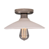 Pyrus Ceramic Semi Flush Ceiling Light - Matt White Striped