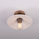Pyrus Ceramic Semi Flush Ceiling Light - Matt White Striped
