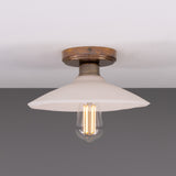 Pyrus Ceramic Semi Flush Ceiling Light - Matt White Striped