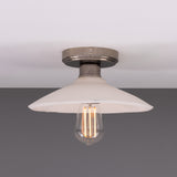 Pyrus Ceramic Semi Flush Ceiling Light - Matt White Striped