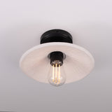 Pyrus Ceramic Semi Flush Ceiling Light - Matt White Striped