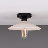 Pyrus Ceramic Semi Flush Ceiling Light - Matt White Striped