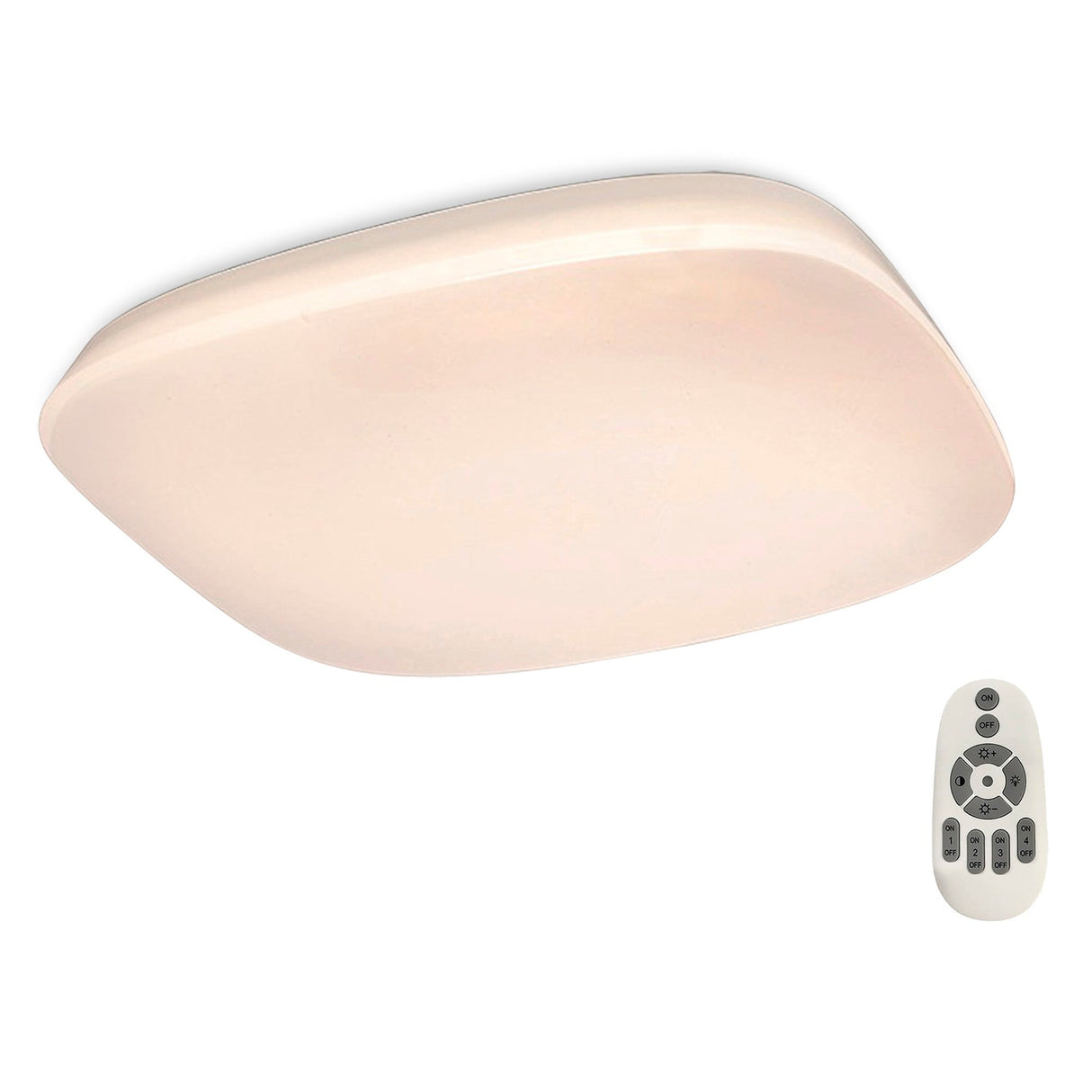 Quatro CCT Dimmable LED Flush Ceiling Light With Remote Control - White
