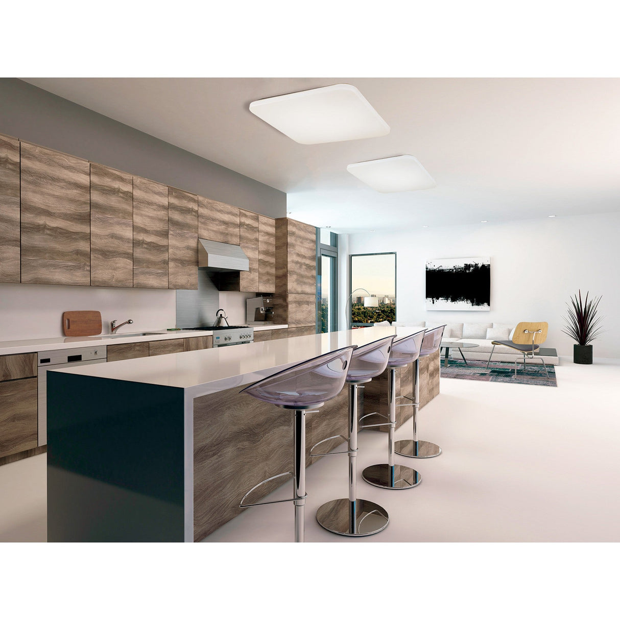 Quatro II LED Flush Ceiling Light 3000K 60W - White