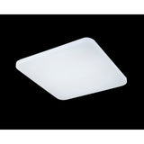 Mantra Quatro II 60W LED flush ceiling light in matt white with square acrylic diffuser and chamfered corners, shown against a black background.