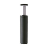 Quoin Stainless Steel Outdoor Bollard Light in Graphite, 100cm, with a cylindrical body, frosted diffuser, and clear polycarbonate lens, shown on a plain white background.