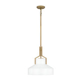 Brecken 2 Light Glass Pendant - Aged Brass And Faux Alabaster Glass Shade