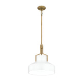 Brecken 2 Light Glass Pendant - Aged Brass And Faux Alabaster Glass Shade