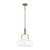 Brecken 2 Light Glass Pendant - Aged Brass And Faux Alabaster Glass Shade
