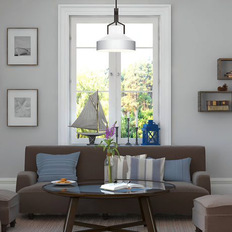 Brecken 2 Light Glass Pendant - Aged Brass And Cased Opal Glass Shade