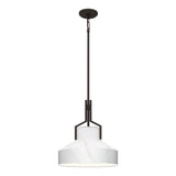 Brecken 2 Light Glass Pendant - Old Bronze And Faux Alabaster Glass Shade