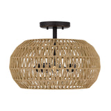 Casablanca 3 Light Semi Flush - Light Brown