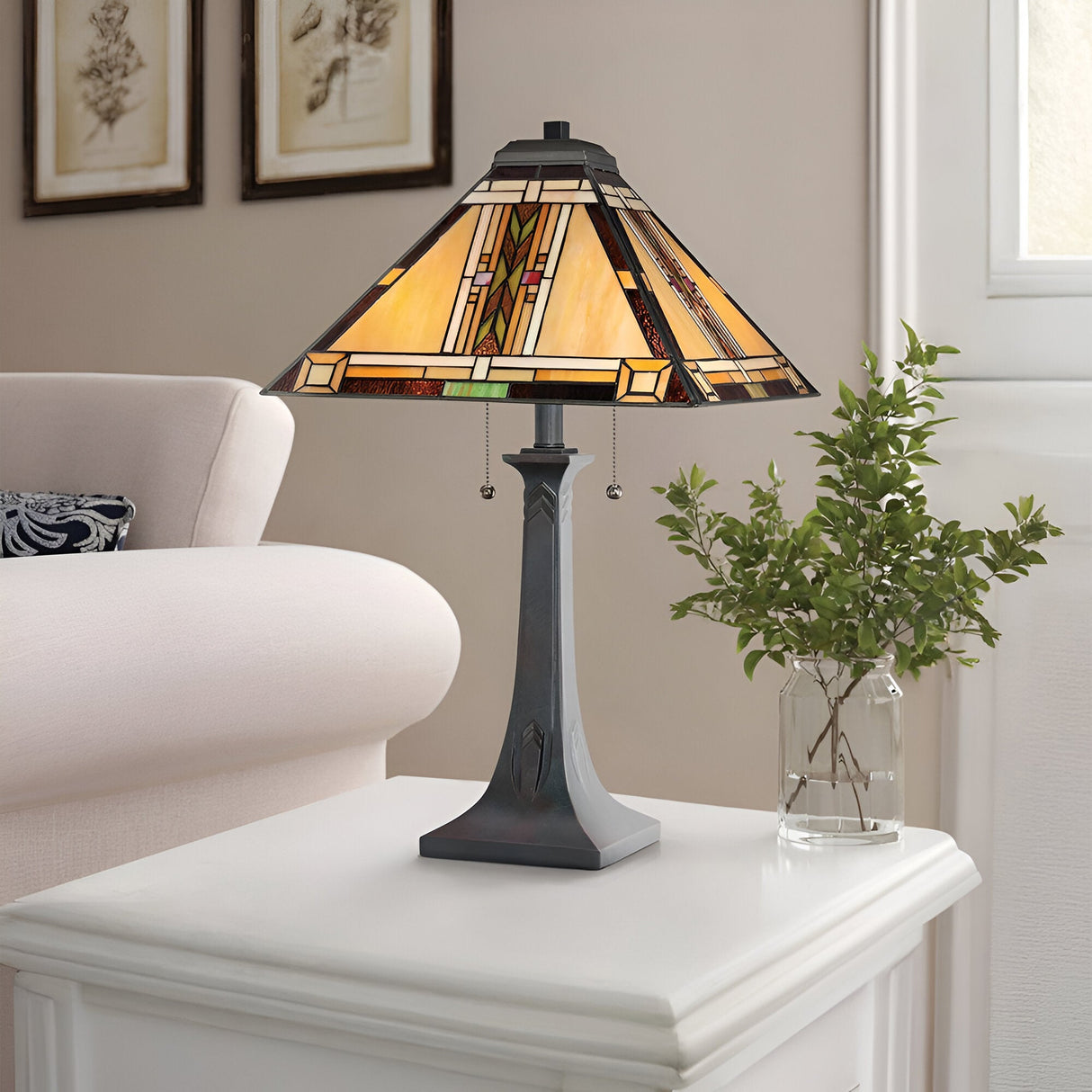 Navajo 2 Light Tiffany Styletable Lamp - Vintage Bronze