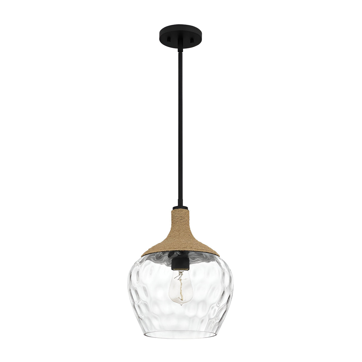 Royer 1 Light Glass Pendant - Bronze