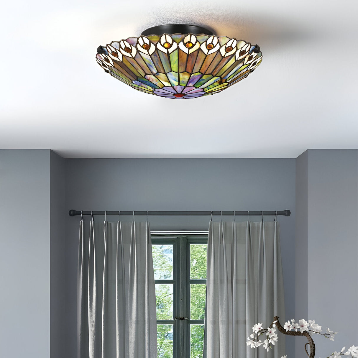 Watkins 2 Light Tiffany Style Flush - Vintage Bronze