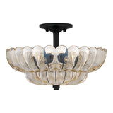 Whitecap 4 Light Glass Semi Flush - Black