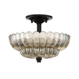 Whitecap 3 Light Glass Semi Flush - Black