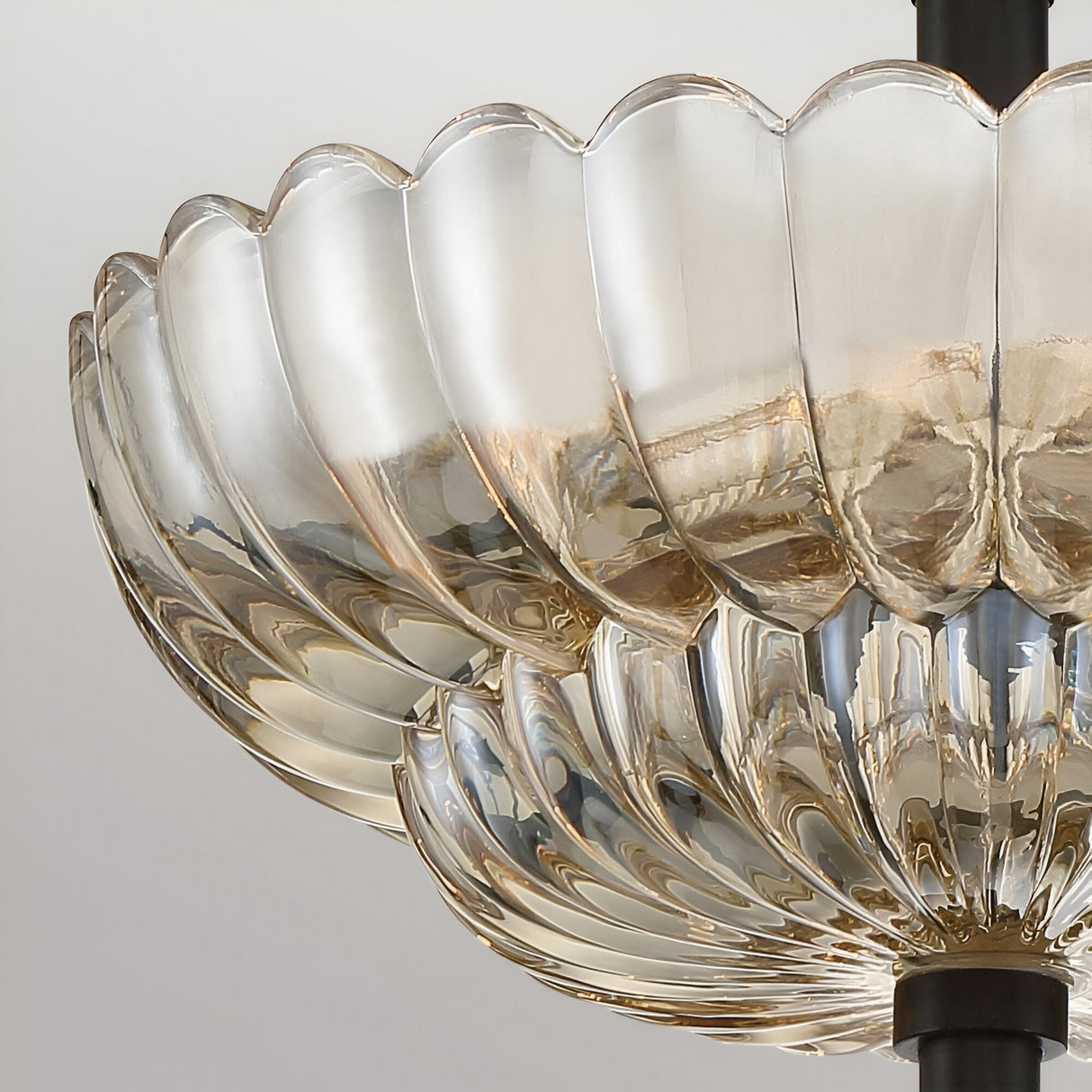 Whitecap 3 Light Glass Semi Flush - Black