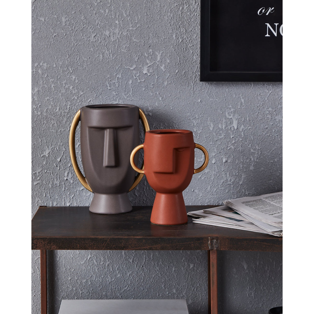 Radisson Ceramic Vase - Terracotta & Gold