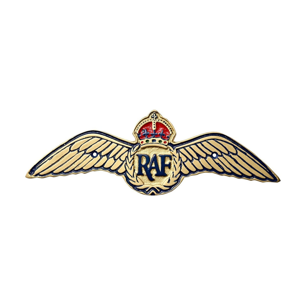 RAF Wings and Crown Cast Aluminium Plaque - Gold & Blue