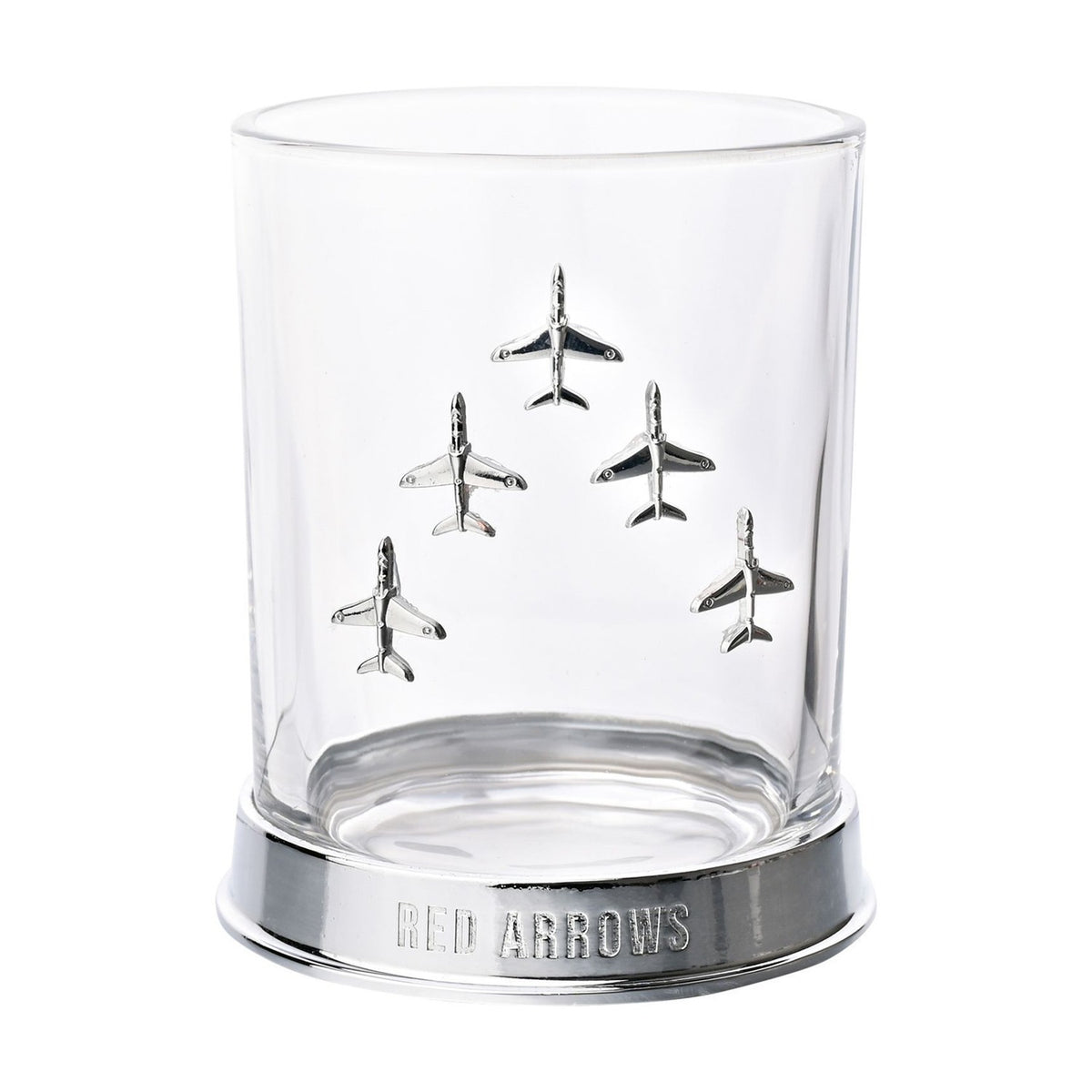Red Arrows Formation Glass & Metal Whiskey Tumbler - Clear