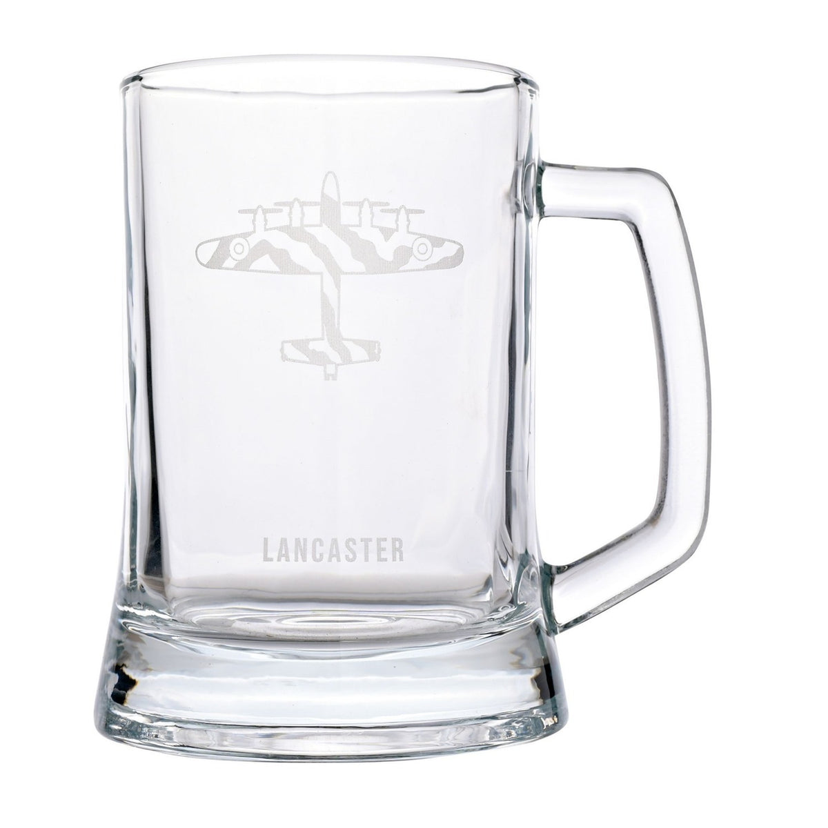Lancaster Bomber Frosted Etched Tankard Beer Glass - Clear