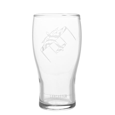 Lancaster Etched Pint Beer Glass with Bottle Opener Set - Clear