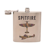 Spitfire Iron Hip Flask 6oz with Hinged Screw Cap - Silver