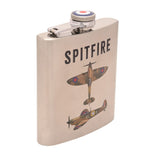 Spitfire Iron Hip Flask 6oz with Hinged Screw Cap - Silver