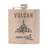 Vulcan Aircraft 6oz Iron Hip Flask with Hinged Cap - Silver