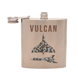 Vulcan Aircraft 6oz Iron Hip Flask with Hinged Cap - Silver