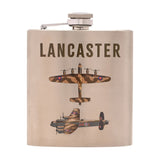 Lancaster Plane Iron Hip Flask with Hinged Cap 6oz - Silver