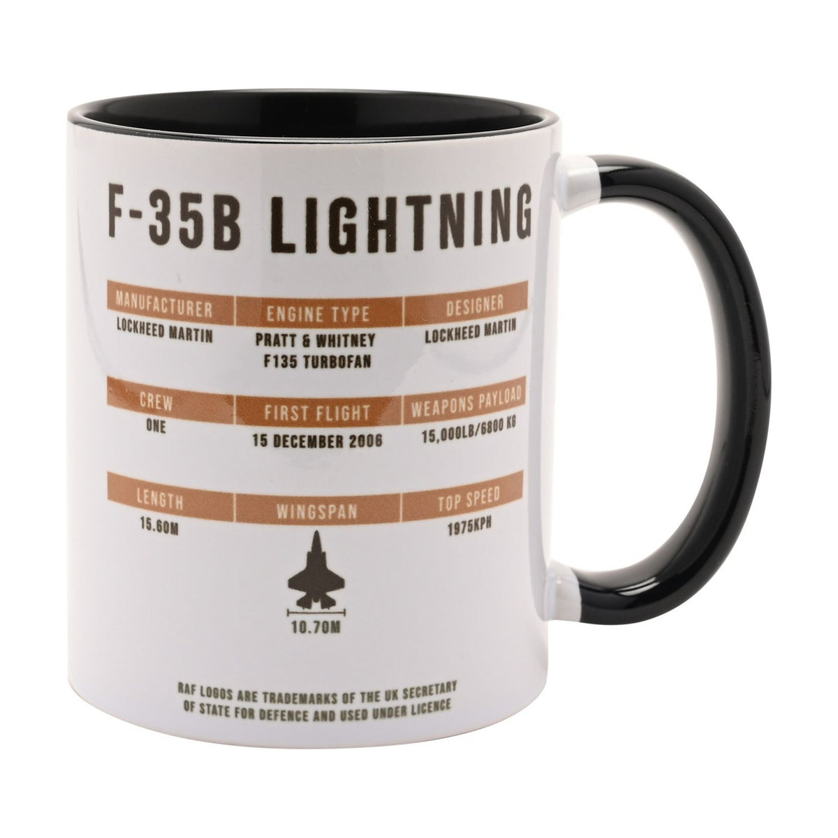 F-35B Lightning Aircraft Stoneware Mug 11oz - White & Black