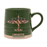 Lancaster Aircraft Print Ribbed Stoneware Mug 11oz - Green