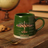 Lancaster Aircraft Print Ribbed Stoneware Mug 11oz - Green
