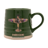 Hurricane Aircraft Ribbed Stoneware Mug 11oz - Green & Beige